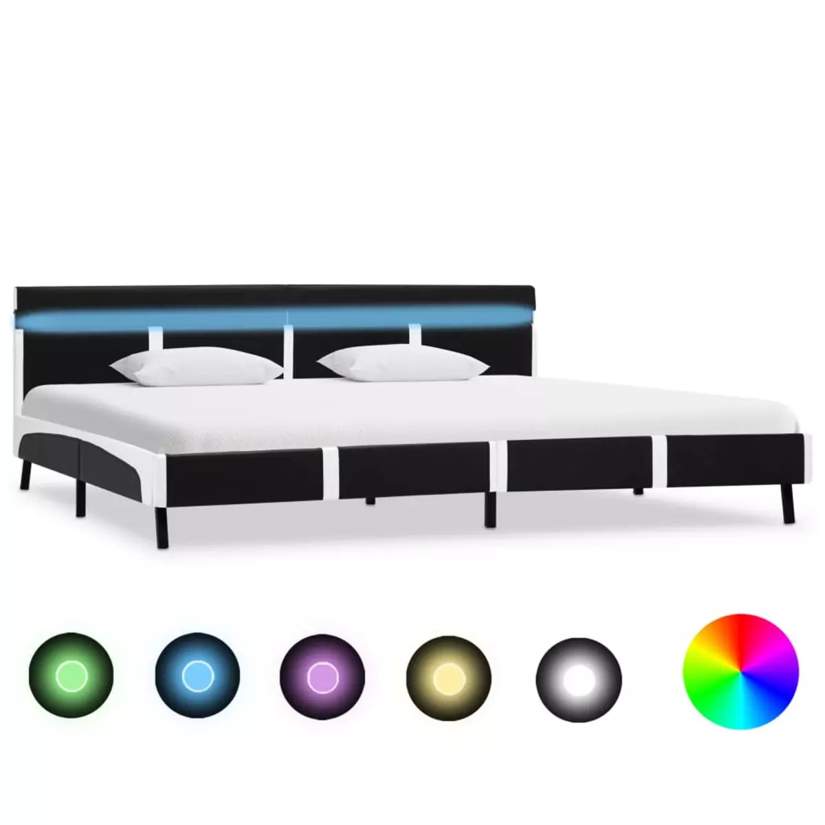 VIDAXL Cadre de lit avec LED Noir Similicuir 180 x 200 cm