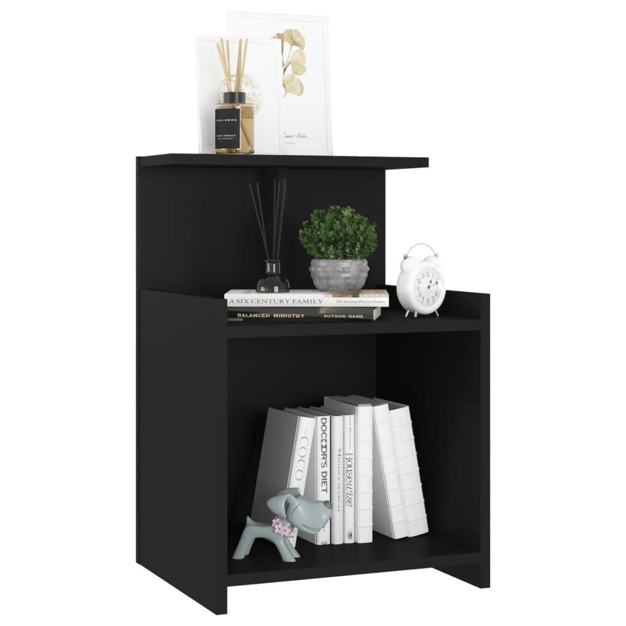 Voir la diapositive 5 : VIDAXL Table de chevet Noir 40x35x60 cm Agglomere