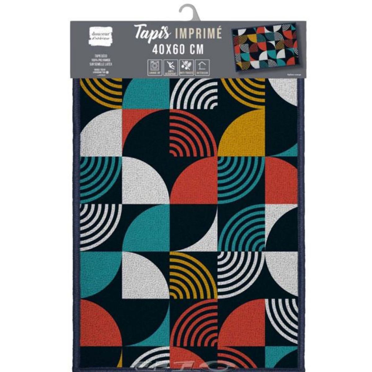 Paris Prix Tapis Déco Imprimé  Rythmo  40x60cm Orange