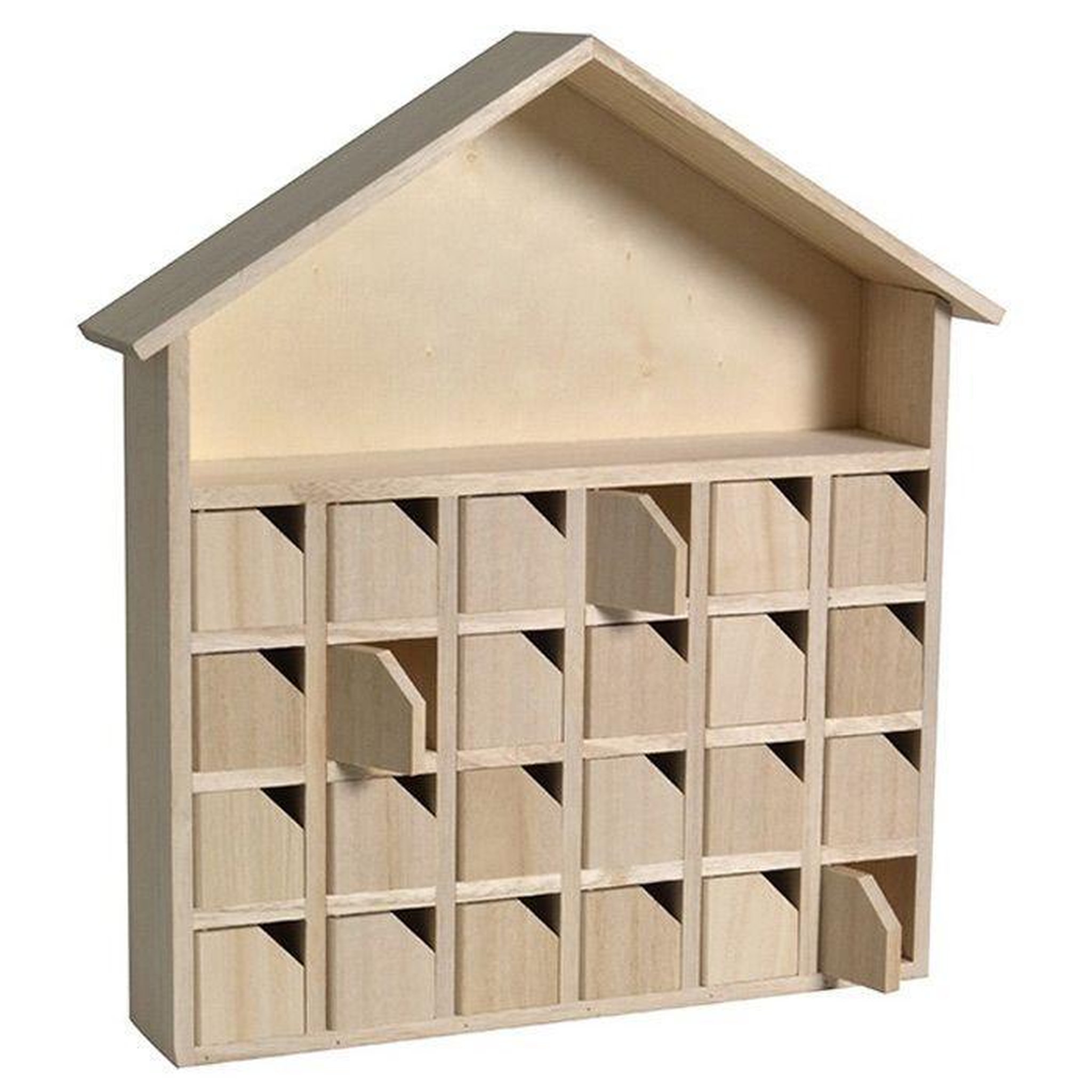 Voir la diapositive 1 : Artemio Calendrier de l'avent en bois maison 31,5 x 7 x 34 cm