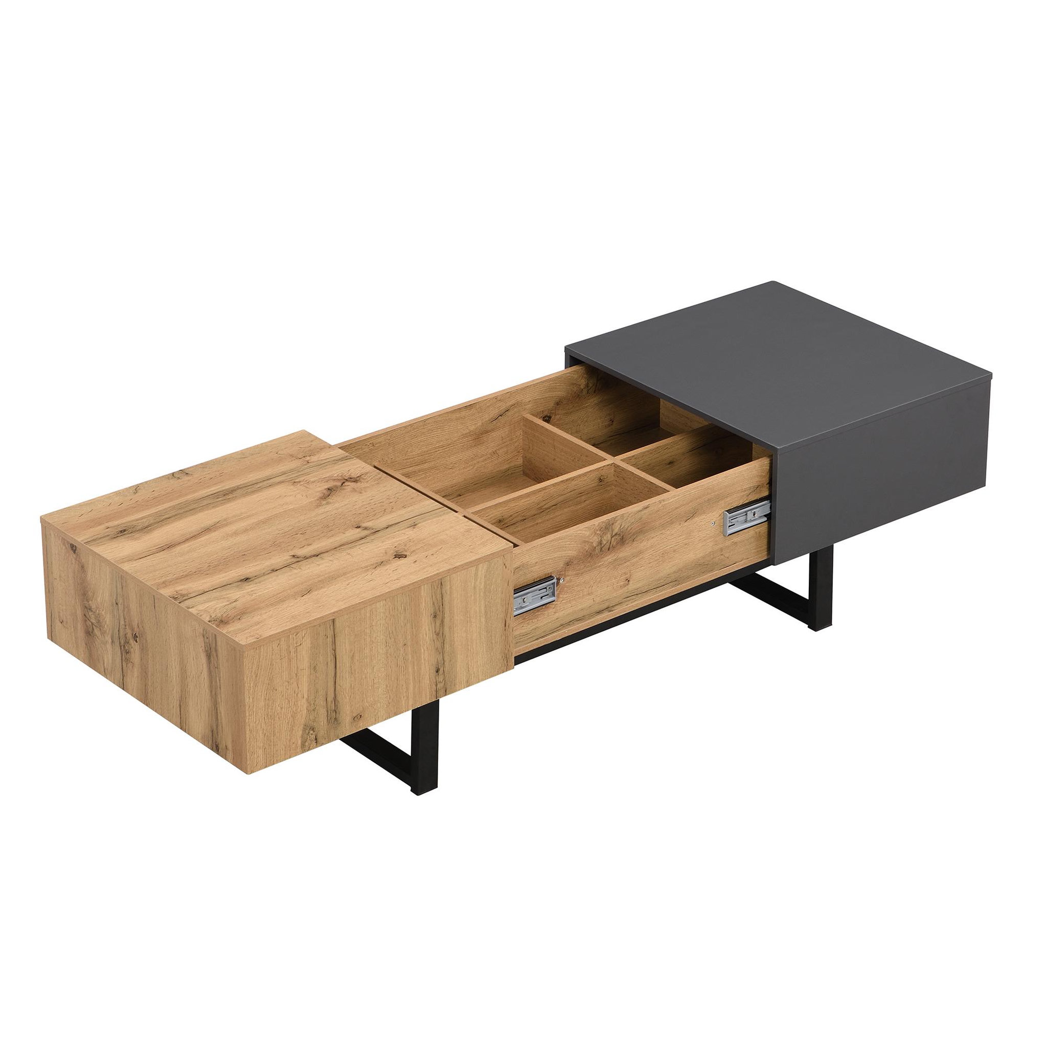 Voir la diapositive 6 : MERAX Table Basse Coulissante Avec Rangement Caché Style Industriel 155 X 55 X 22 Cm