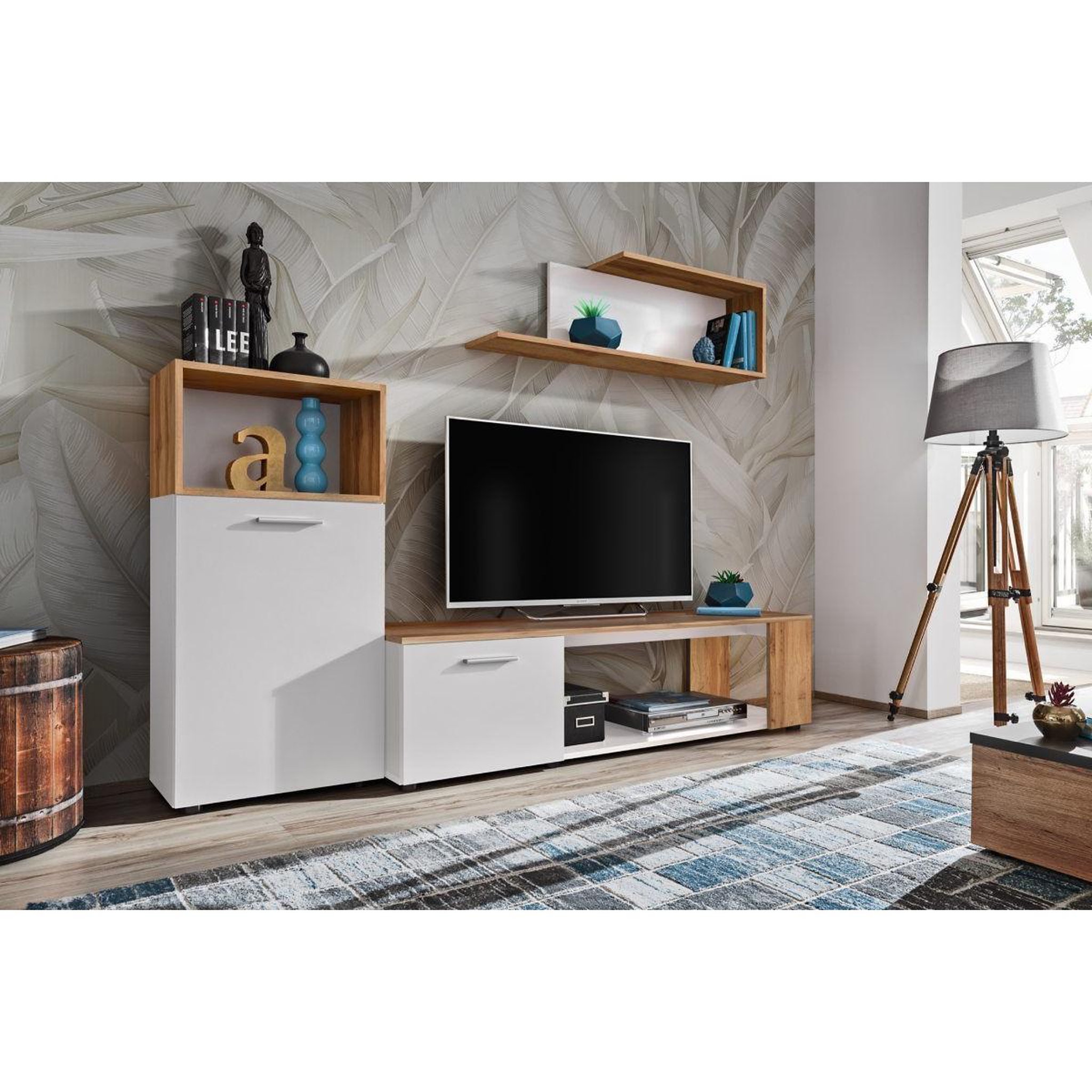 Voir la diapositive 2 : Paris Prix Ensemble meuble tv  maze i  200cm blanc & naturel