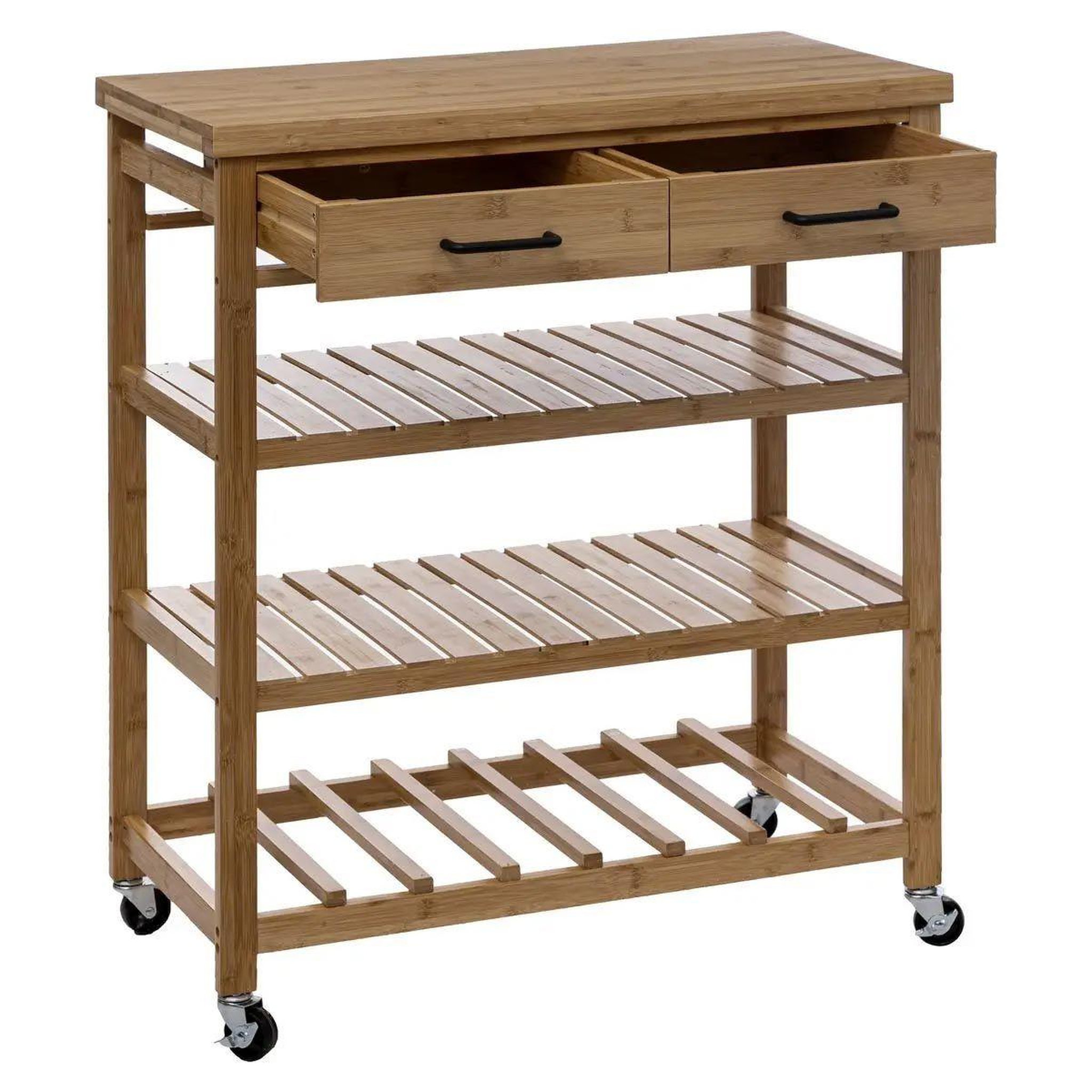 Voir la diapositive 2 : FIVE Desserte 3 niveaux & 2 tiroirs  linha  90cm naturel