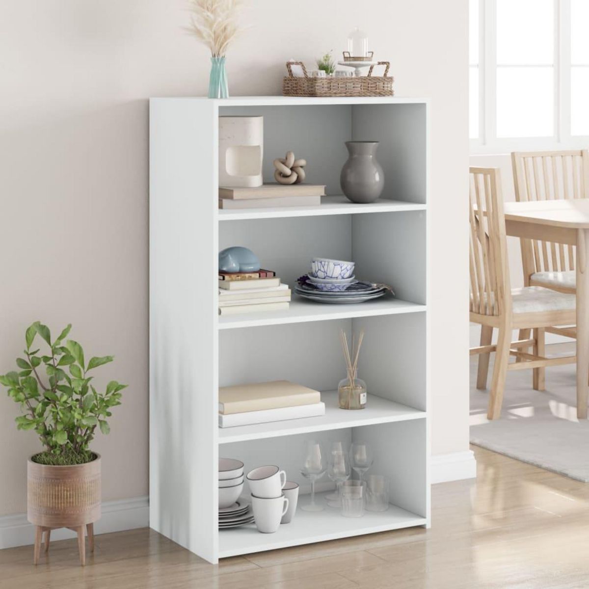 VIDAXL Buffet haut blanc 70x41x124 cm bois d'ingenierie