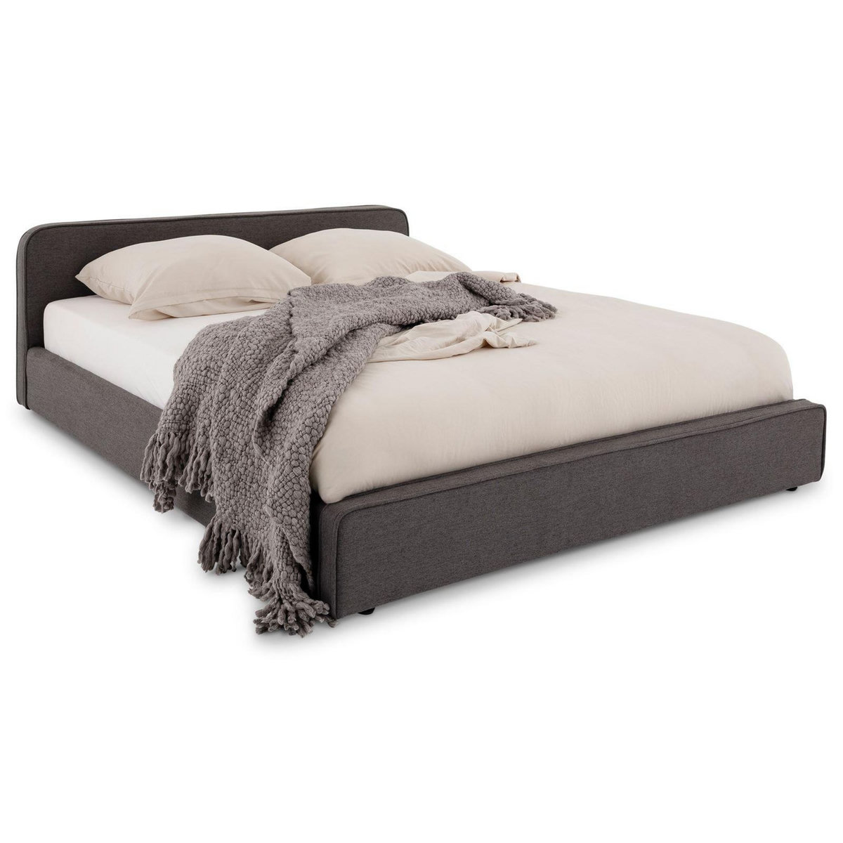 IDIMEX Lit double BELARTI 140 x 190 cm, revêtement en tissu