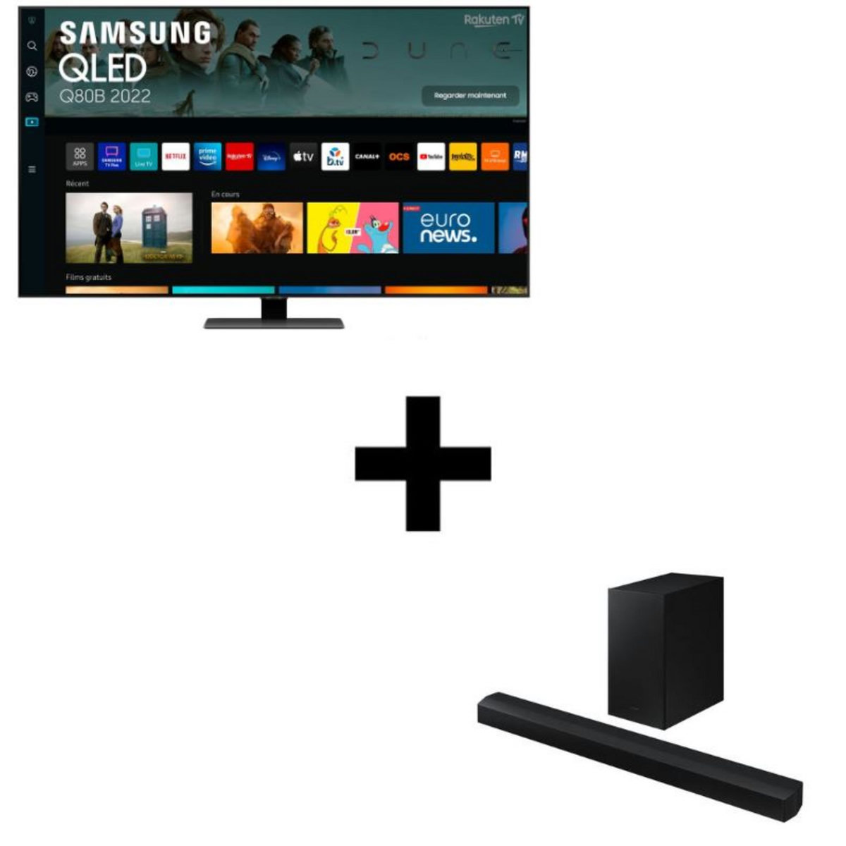 SAMSUNG PACK TV QLED SAMSUNG QE75Q80B 2022 4K UHD 190 cm Smart TV & Barre de son 2.1 SAMSUNG HW-B450