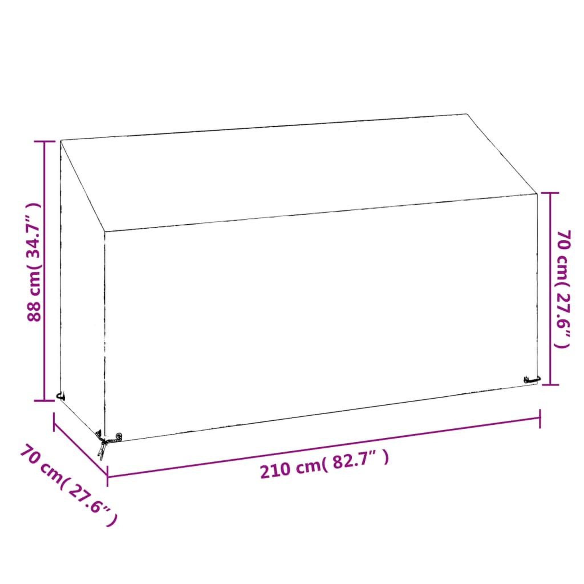 Voir la diapositive 6 : VIDAXL Housses de banc de jardin 2 pcs 12 œillets 210x70x70/88 cm PE