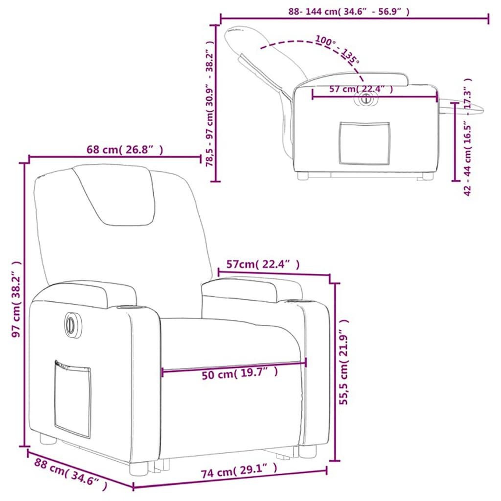 Voir la diapositive 6 : VIDAXL Fauteuil inclinable electrique rouge bordeaux similicuir