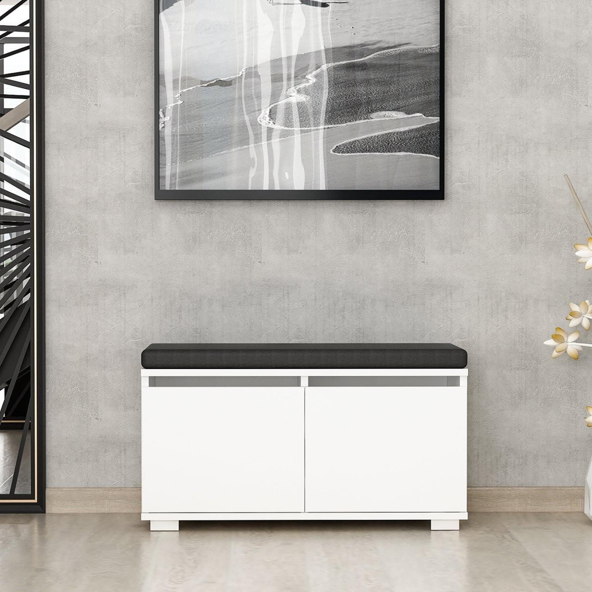 Voir la diapositive 4 : Habitat et Jardin Meuble à chaussures en bois  drago  - 80 x 35 x 42 cm - blanc