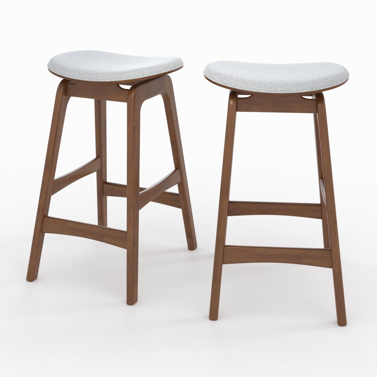 Rendez vous déco Lot de 2 tabourets pour îlot central 65,5 cm en bois et tissu gris-Jude