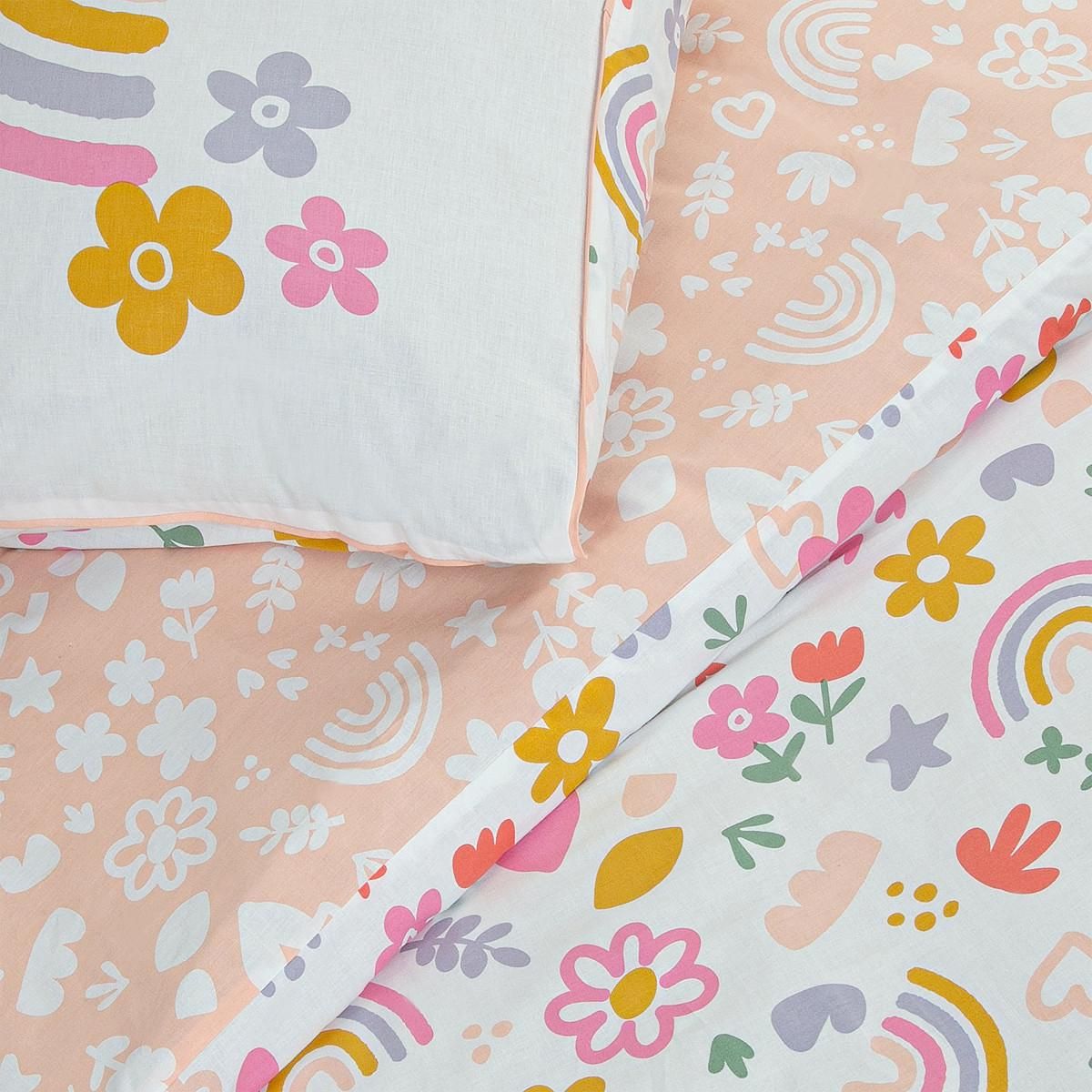 FUTURE HOME Parure de lit enfant arc-en-ciel réversible 140x200cm