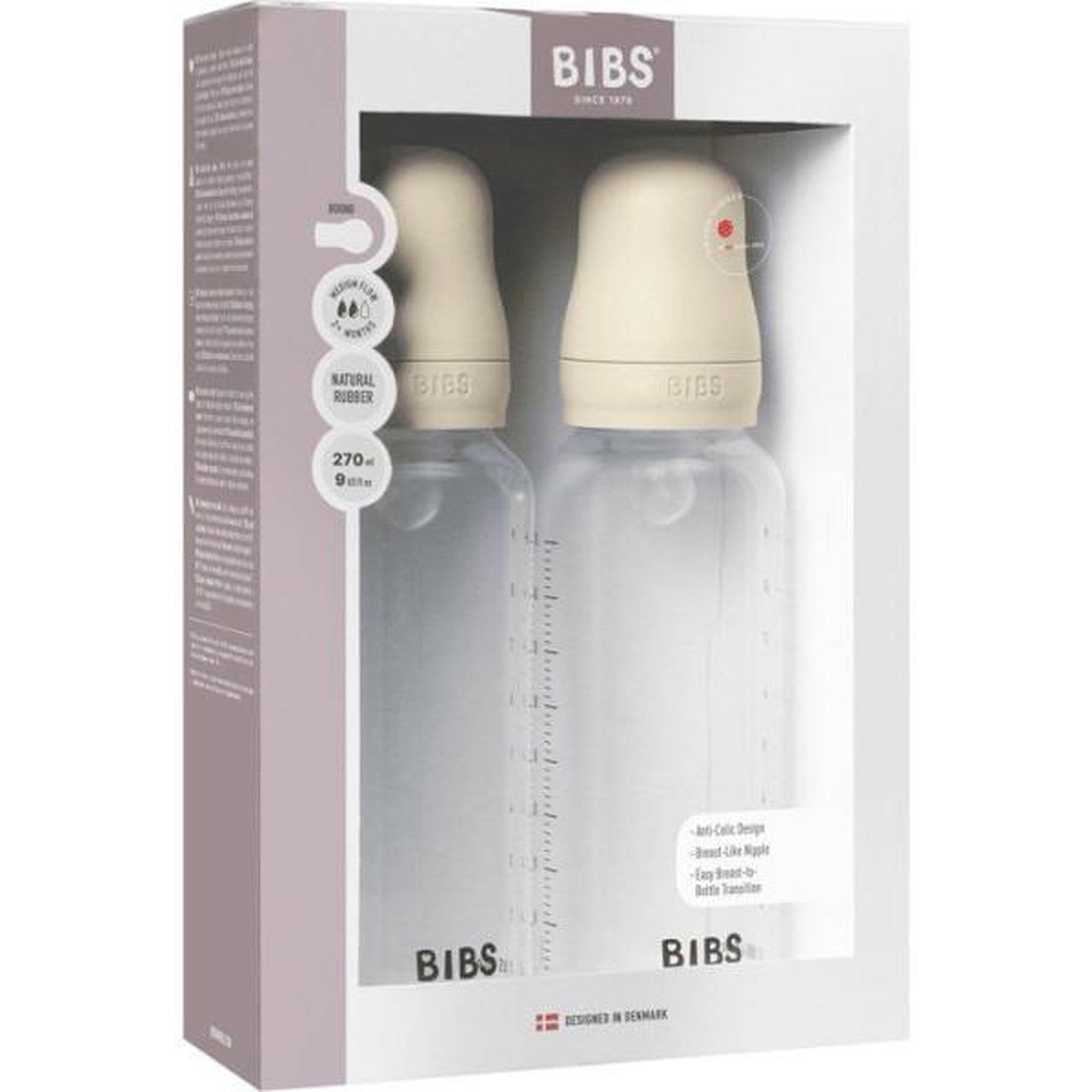 Voir la diapositive 2 : BIBS Biberon bébé - BIBS - Embout rond - Silicone - 270 ml - Débit moyen - Ivory - Pack de 2