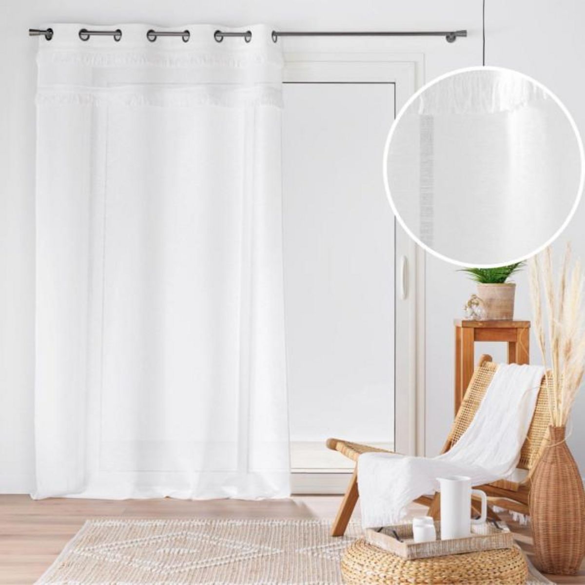 Paris Prix Rideau Voilage à Œillets  Frangina  140x240cm Blanc
