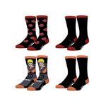 FREEGUN Lot de 4 paires de chaussettes homme Naruto Shippuden. Coloris disponibles : Noir