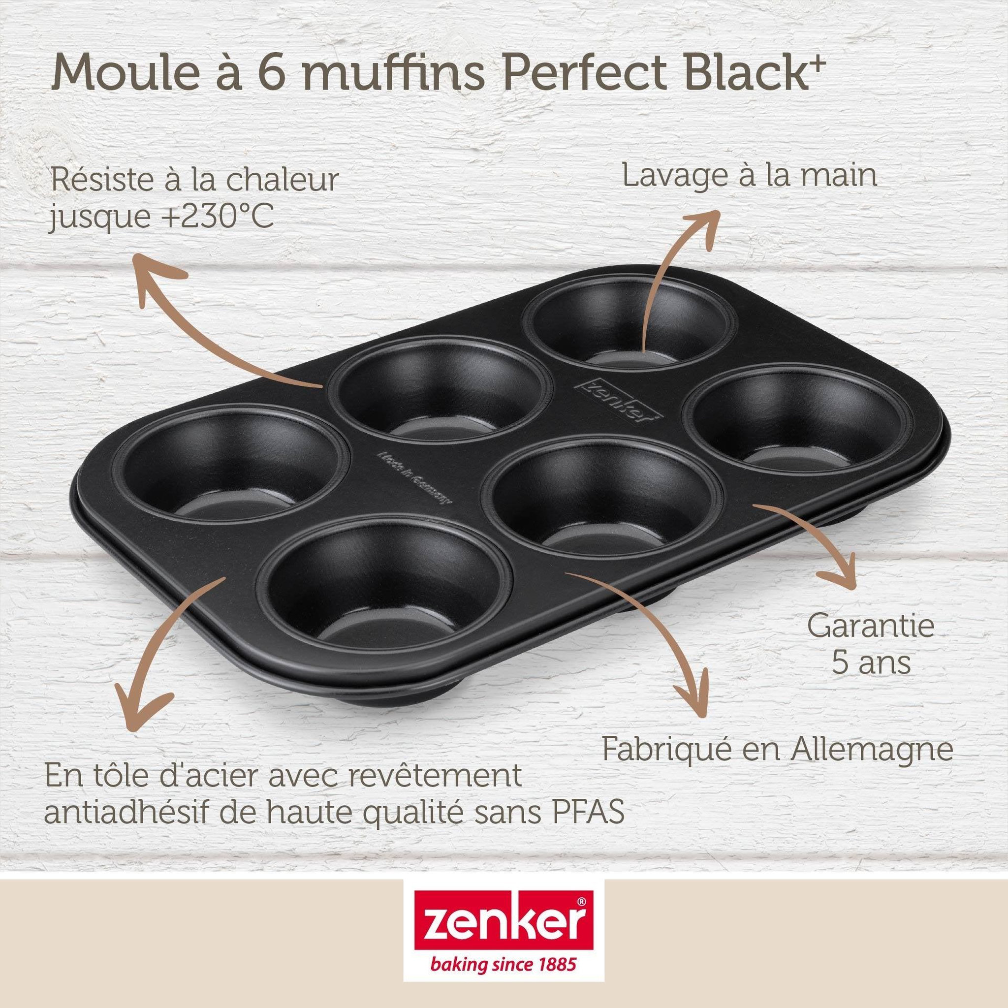 Voir la diapositive 4 : ZENKER Moule à muffins 6 empreintes 28 x 19 cm zenker perfect black +