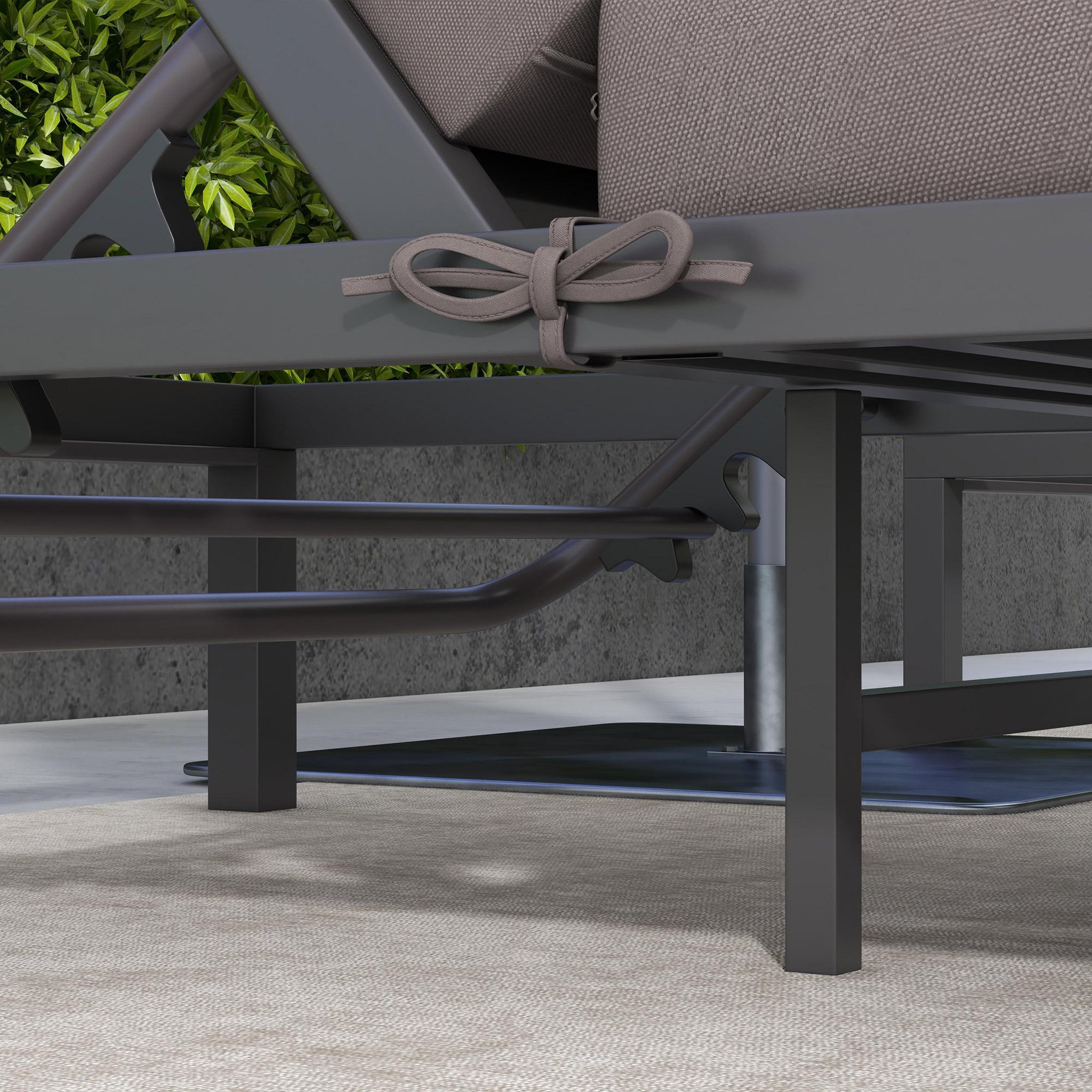 Voir la diapositive 5 : OUTSUNNY Ensemble de 2 bains de soleil inclinables avec matelas déhoussables