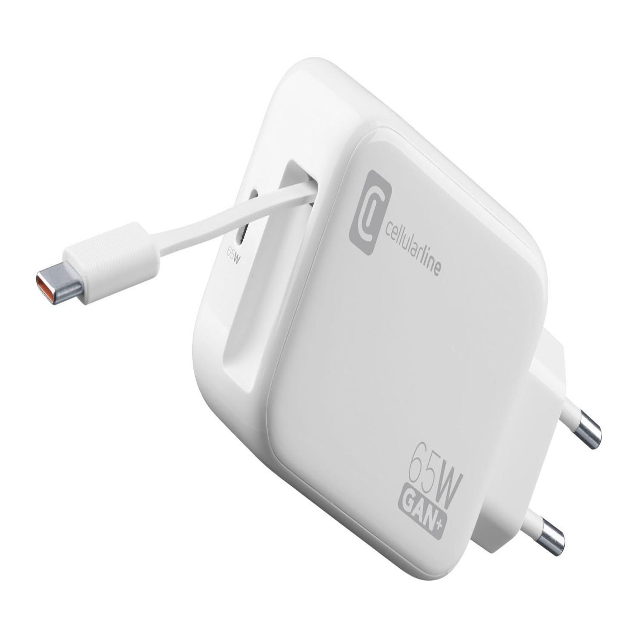 Voir la diapositive 3 : CELLULAR LINE Cellularline retractable power 65w smartphone, tablette, universel blanc secteur charge rapide intérieure
