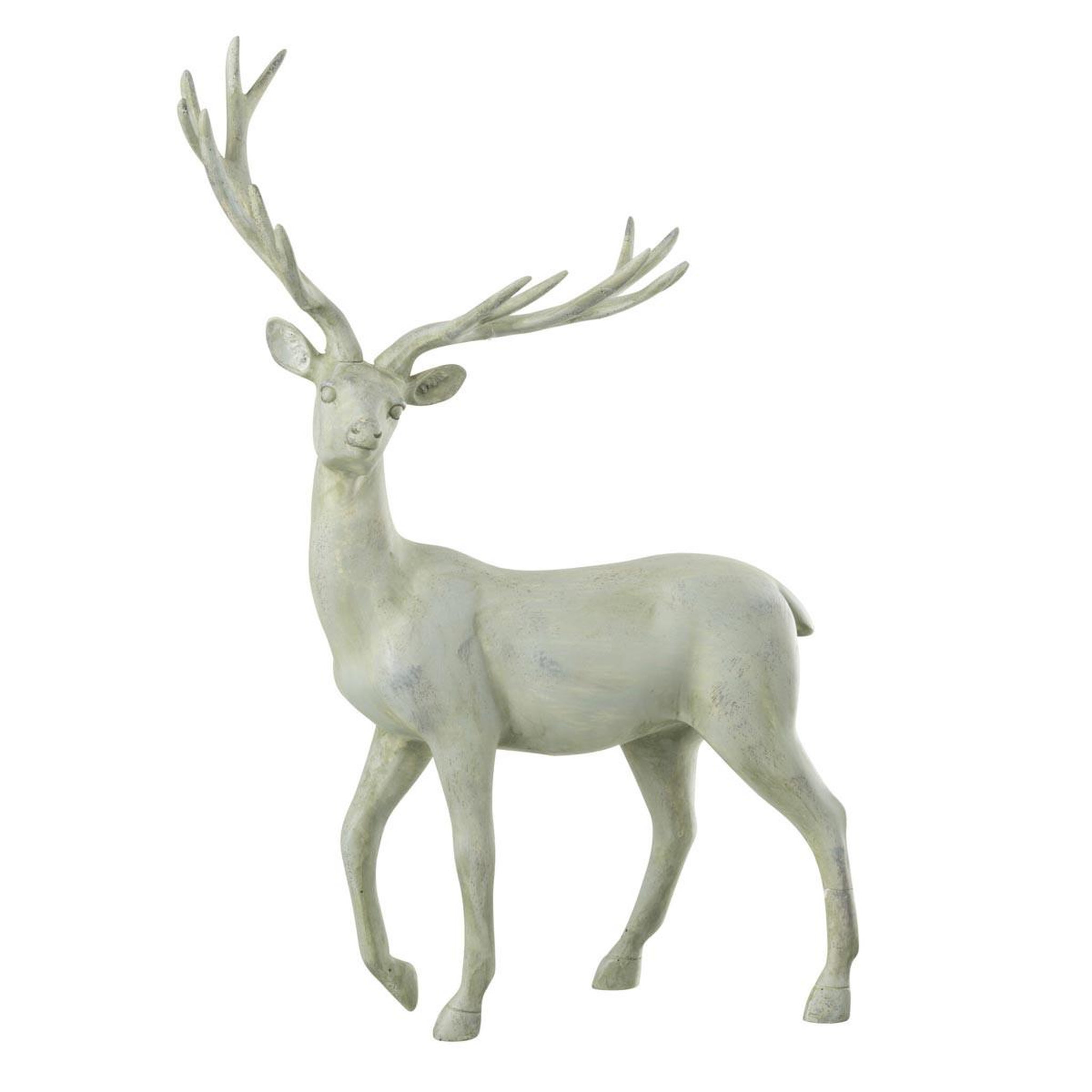 J-LINE Statuette cerf déco  promenade  40cm bleu gris