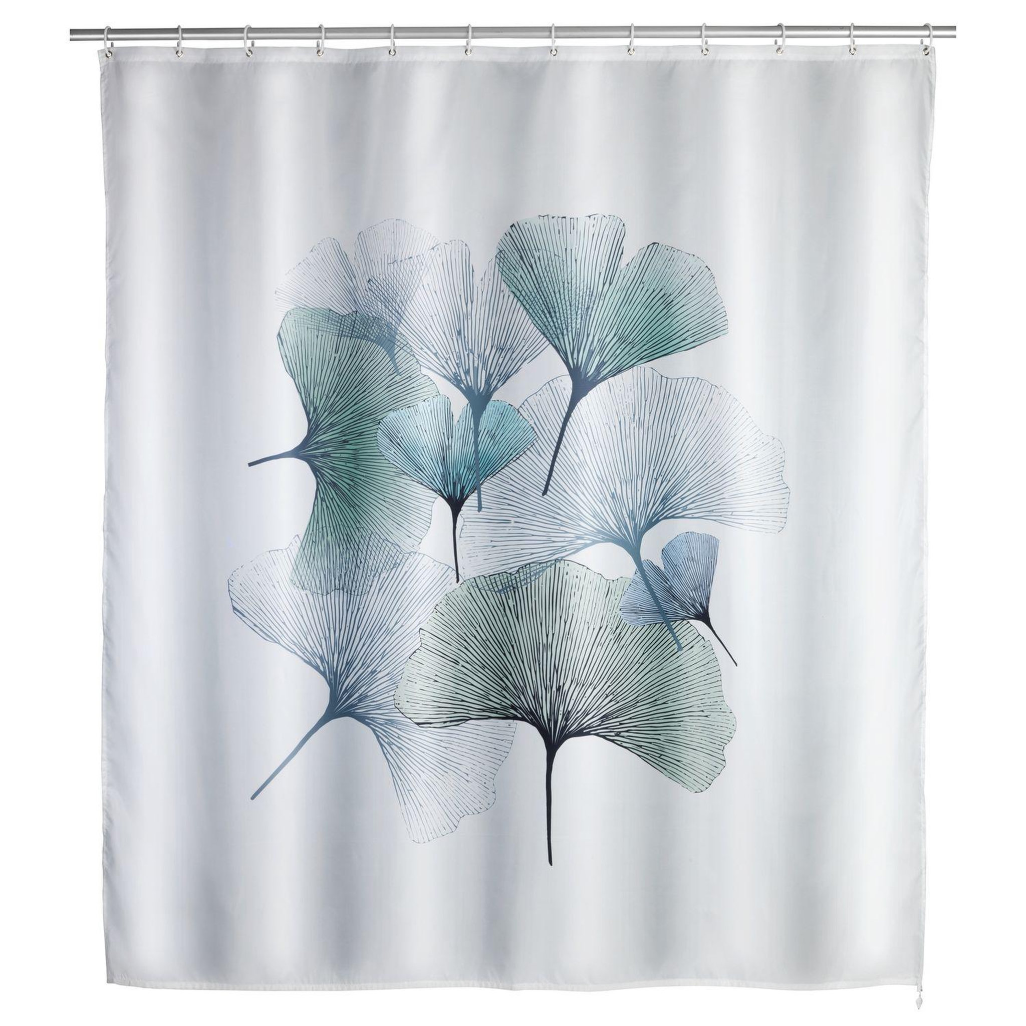 Wenko Rideau de douche anti-moisissure ginkgo - polyester - 180 x 200 cm - gris