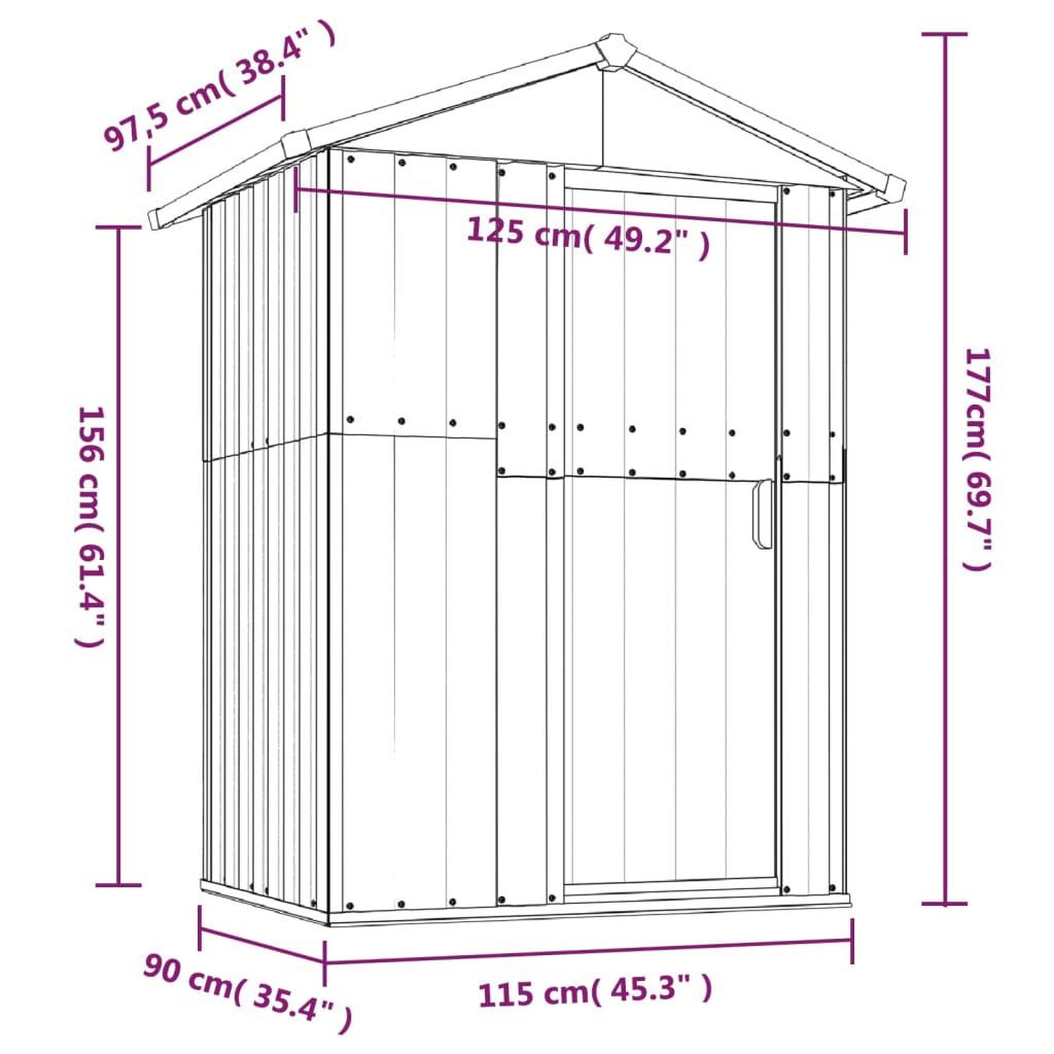 Voir la diapositive 6 : VIDAXL Abri de jardin Vert 126x97,5x177 cm Acier galvanise