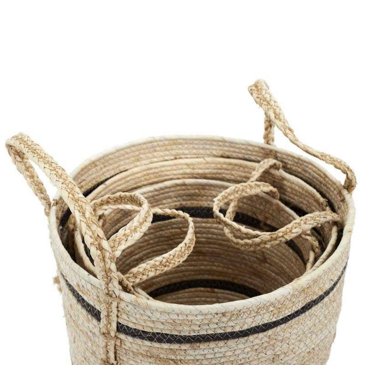 Paris Prix Lot de 3 Paniers de Rangement  Bicolore  36cm Beige