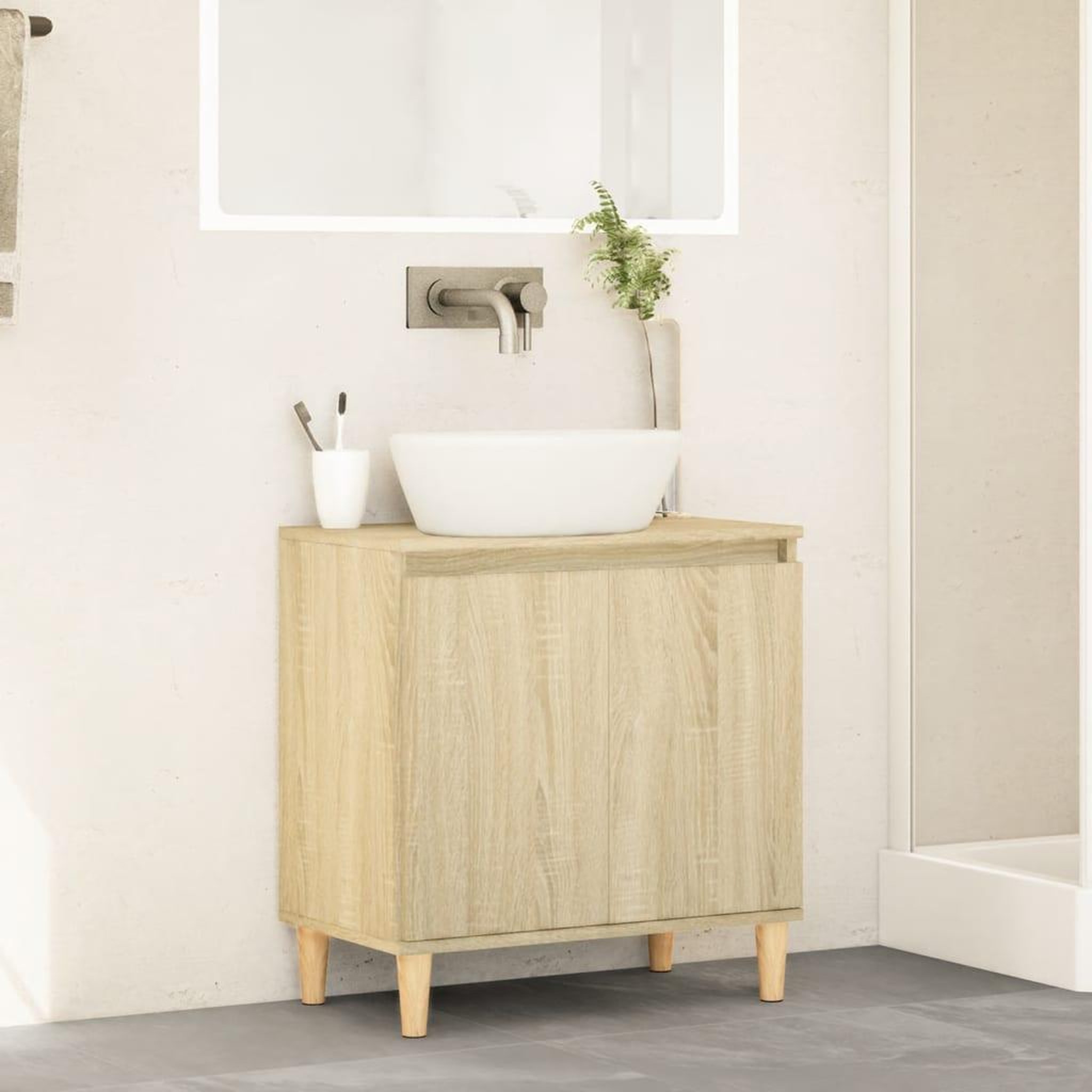 Voir la diapositive 3 : VIDAXL Meuble d'evier chene sonoma 58x33x60 cm bois d'ingenierie