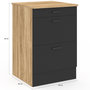 Voir la diapositive 5 : ID MARKET Meuble bas de cuisine 60 cm SUBTIL appoint casserolier 3 tiroirs bois et noir