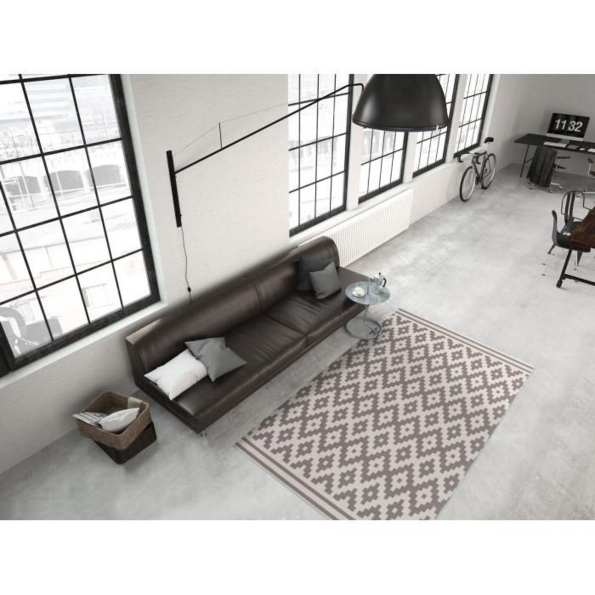 Paris Prix Tapis Géométrique à Poils Courts  Now III  Taupe