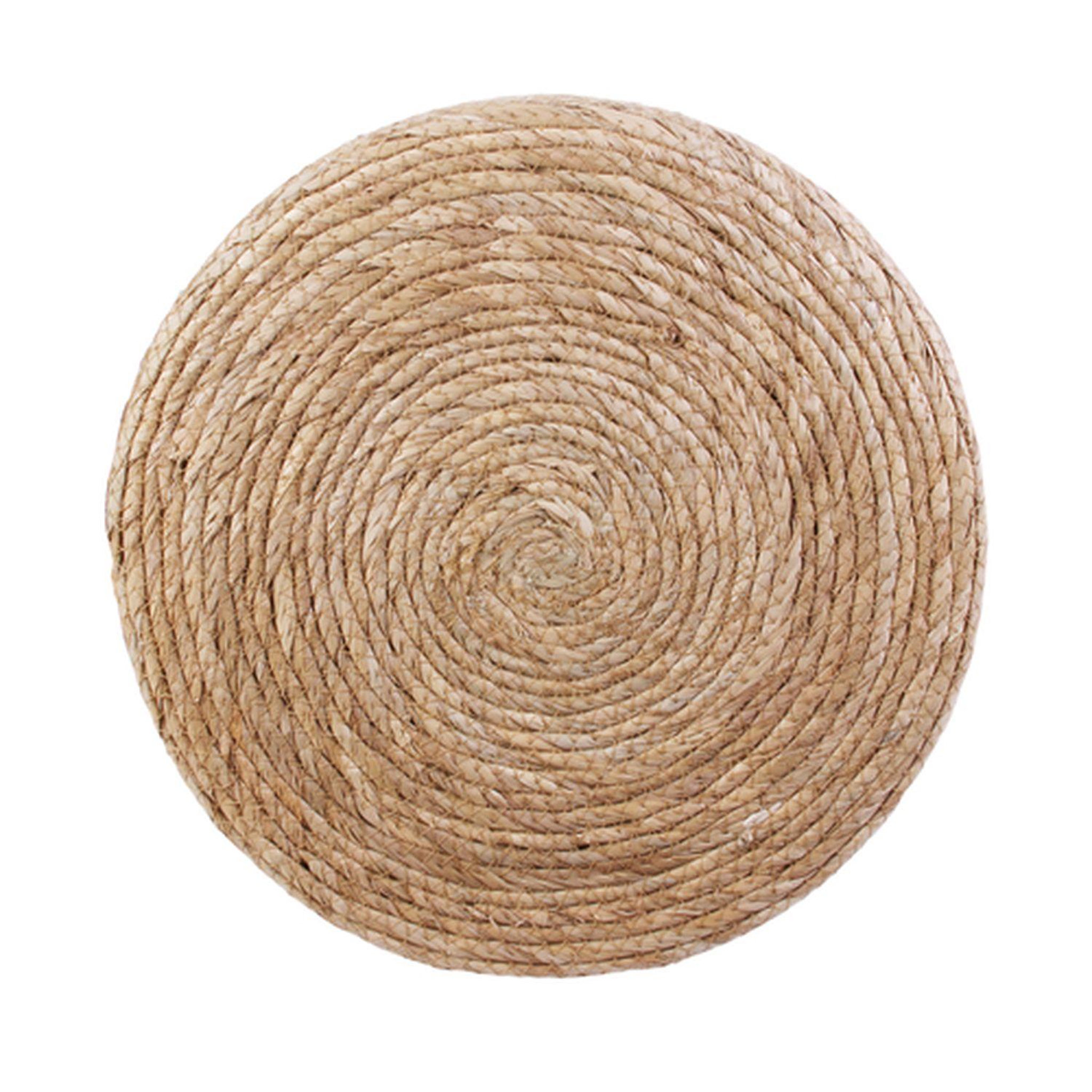 Voir la diapositive 2 : The Home Deco Factory Pouf tressé en jonc Blue Lagoon