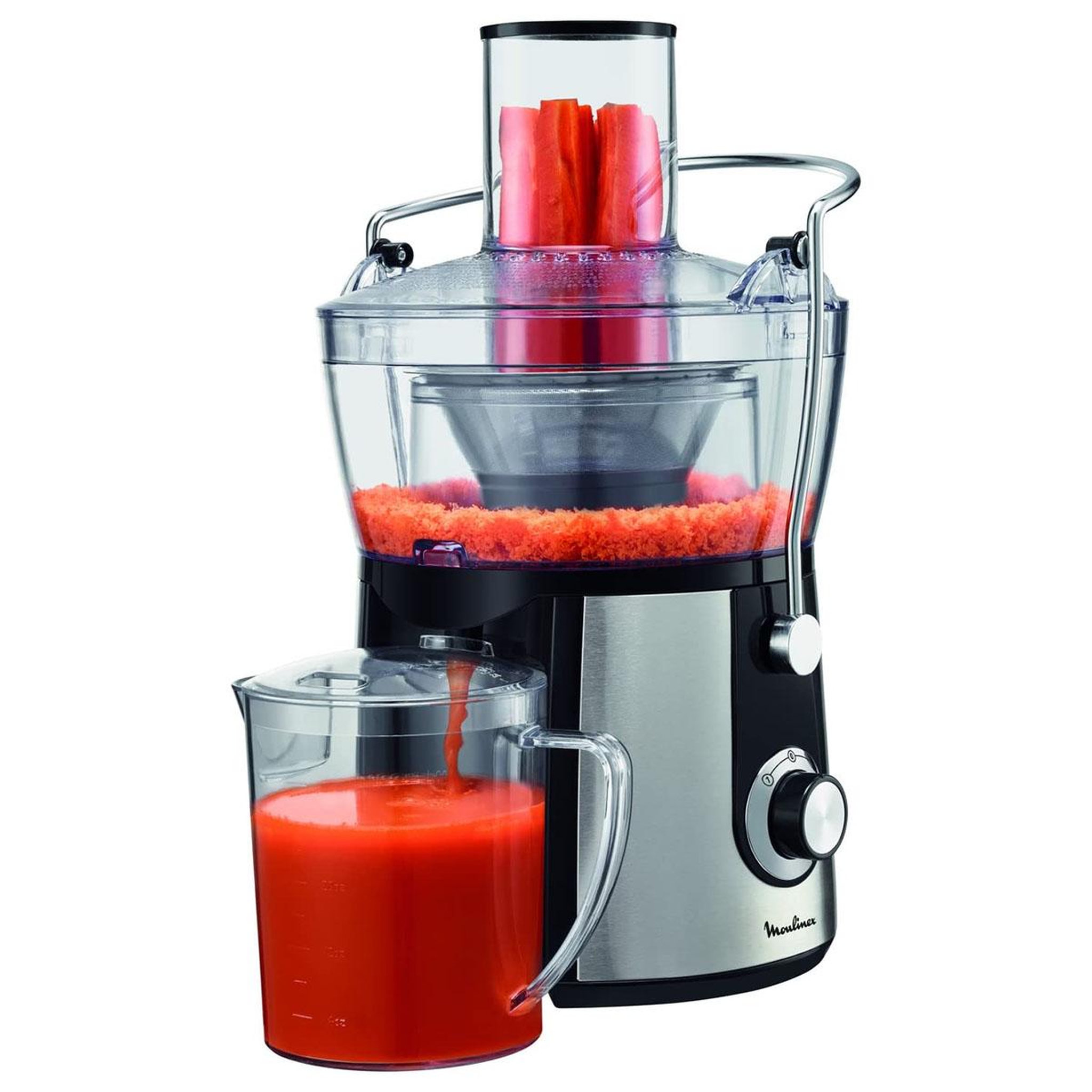 Voir la diapositive 2 : MOULINEX Centrifugeuse 800w inox/noir - ju550d10