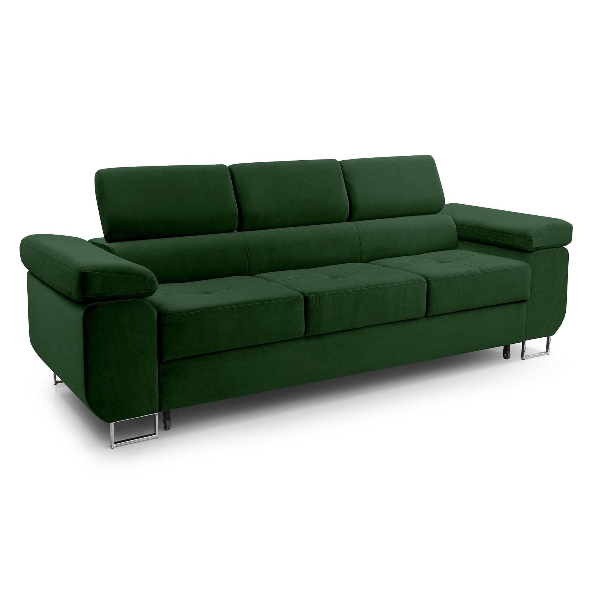 Voir la diapositive 3 : BEST MOBILIER Pablo - canapé 3 places - convertible avec têtières réglables - en velours