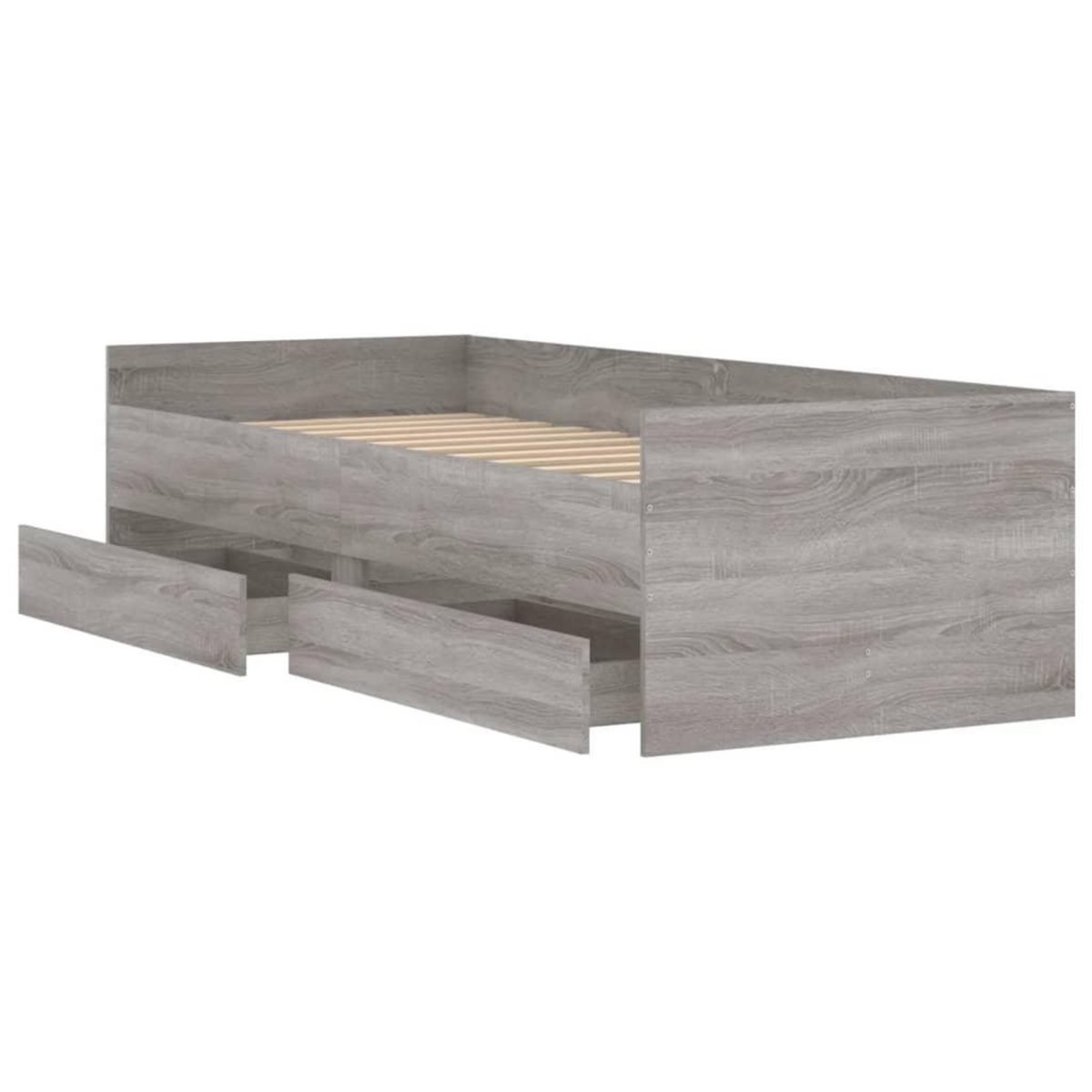 VIDAXL Cadre de lit avec tiroirs sans matelas sonoma gris 100x200 cm