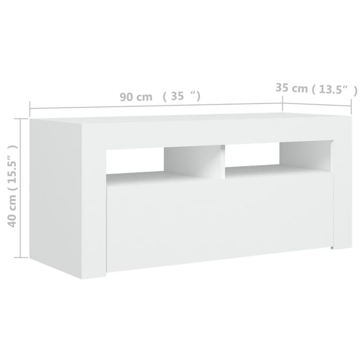 VIDAXL Meuble TV avec lumieres LED blanc 90x35x40 cm
