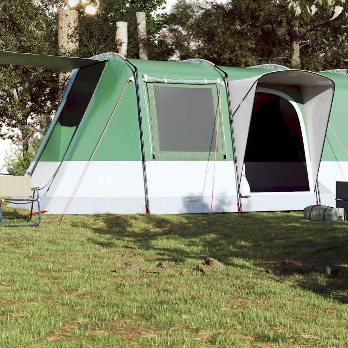 VIDAXL Tente de camping tunnel 4 personnes vert impermeable