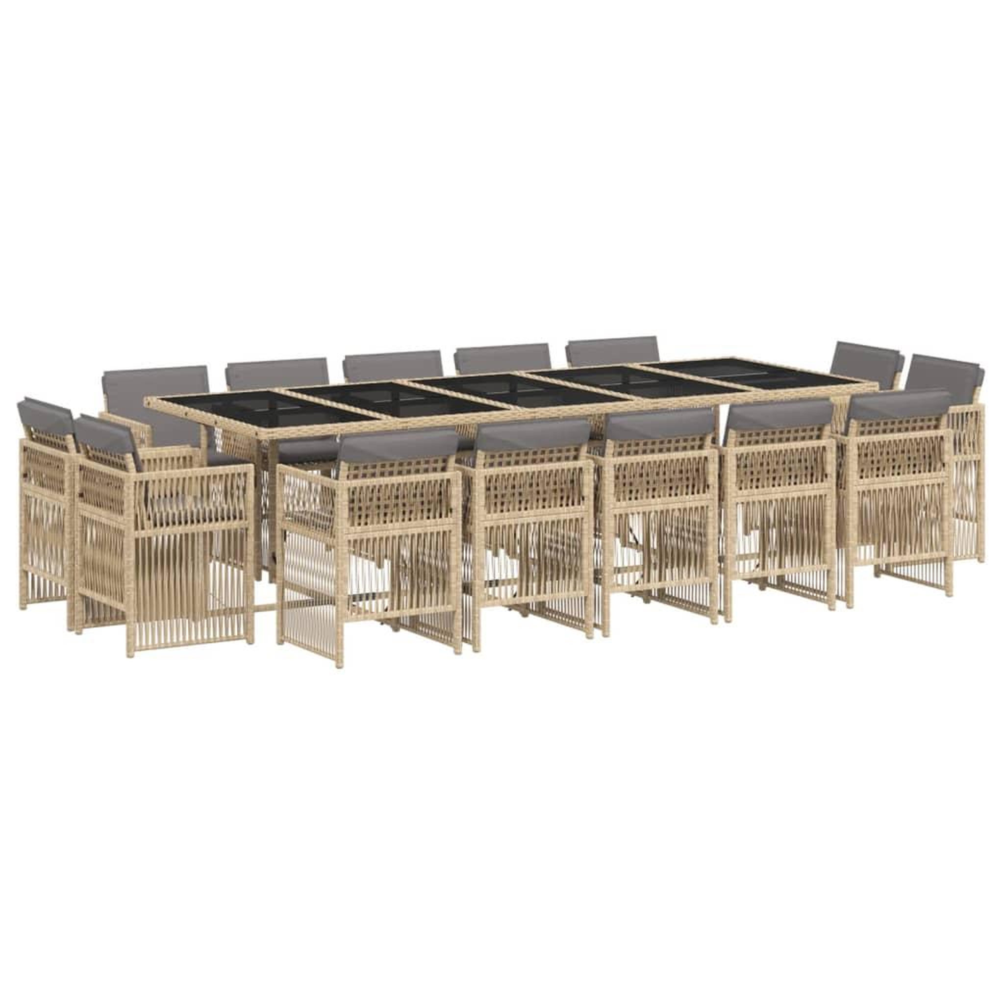 Voir la diapositive 2 : VIDAXL Ensemble a manger de jardin et coussins 15 pcs melange beige