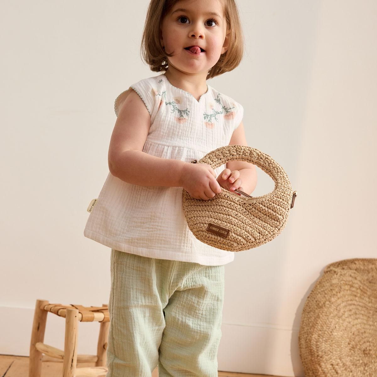 Petit Béguin Ensemble enfant blouse et pantalon en gaze de coton Arya