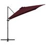 Voir la diapositive 3 : VIDAXL Parasol de jardin en porte-a-faux lumieres LED rouge bordeaux
