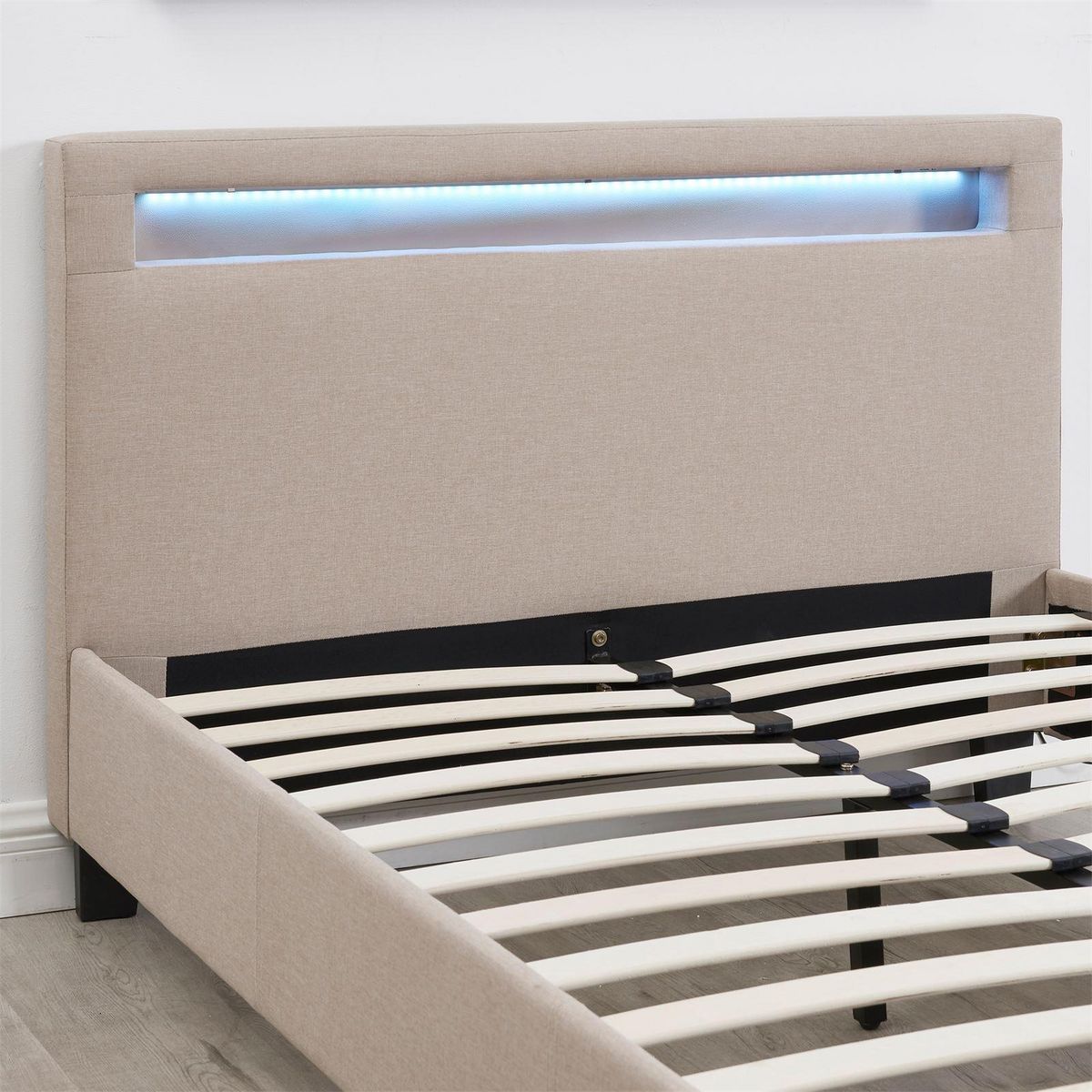 IDIMEX Lit LED simple MARISELA 120x190 cm, avec sommier, revêtement tissu