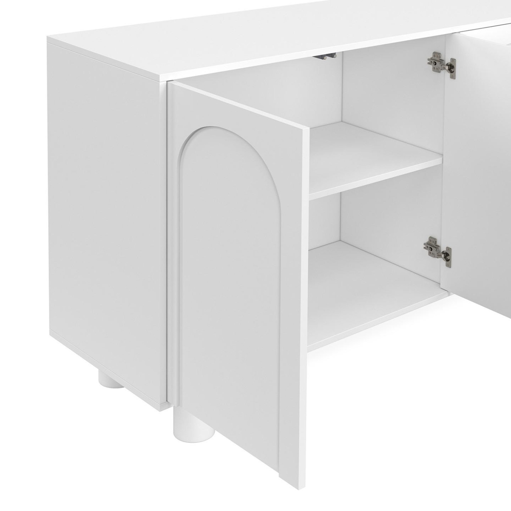 Voir la diapositive 6 : ID MARKET Buffet 160 cm archie 4 portes design arche blanc
