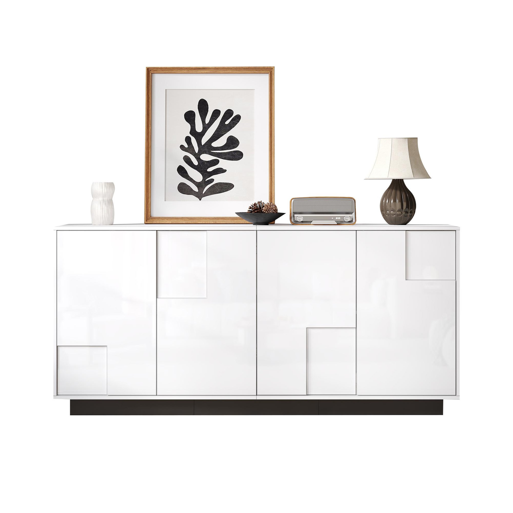 MERAX Buffet 4 porte(s) 0 tiroir(s) - 160 cm blanc panneau de particules