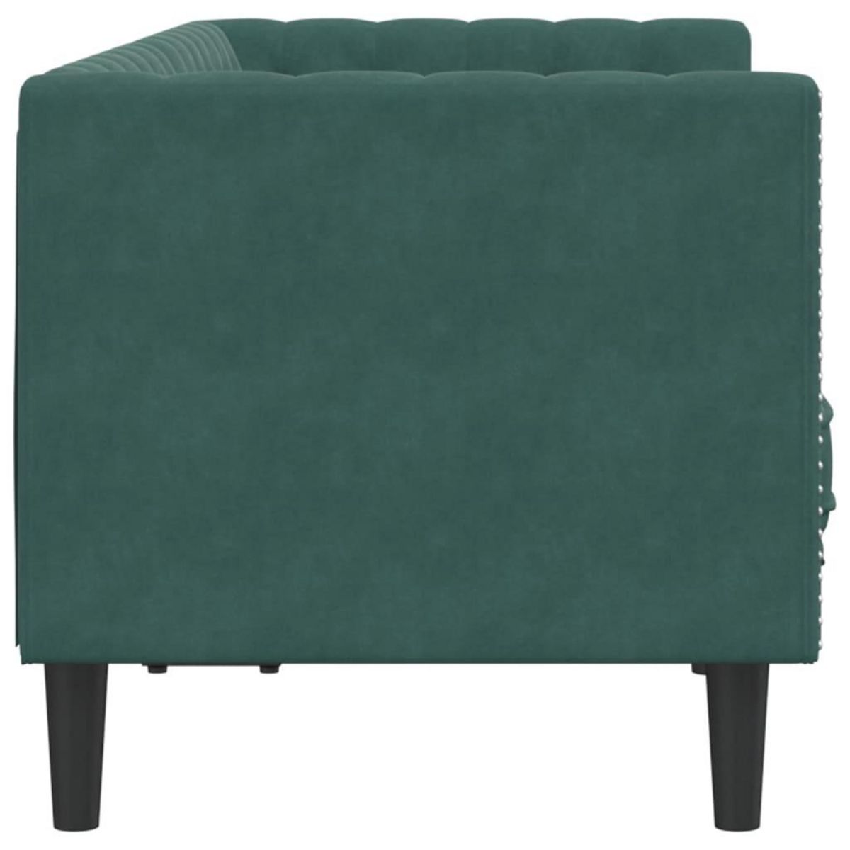 VIDAXL Canape Chesterfield avec traversins 2 places vert fonce velours