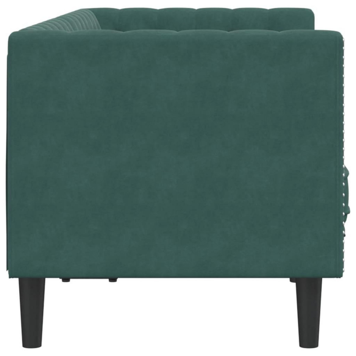 VIDAXL Canape Chesterfield avec traversins 2 places vert fonce velours