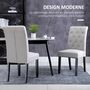 Voir la diapositive 4 : HOMCOM Lot de 2 chaises de salle à manger grand confort pieds en bois lin 47 x 61 x 101 cm gris clair