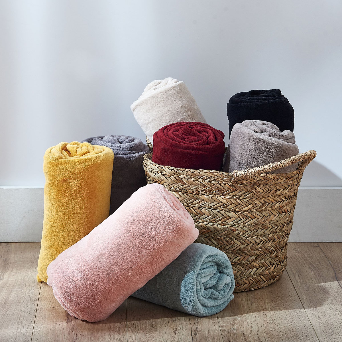 ACTUEL Plaid, couvre-lit, jeté de canapé uni douceur en polyester 240 g/m²