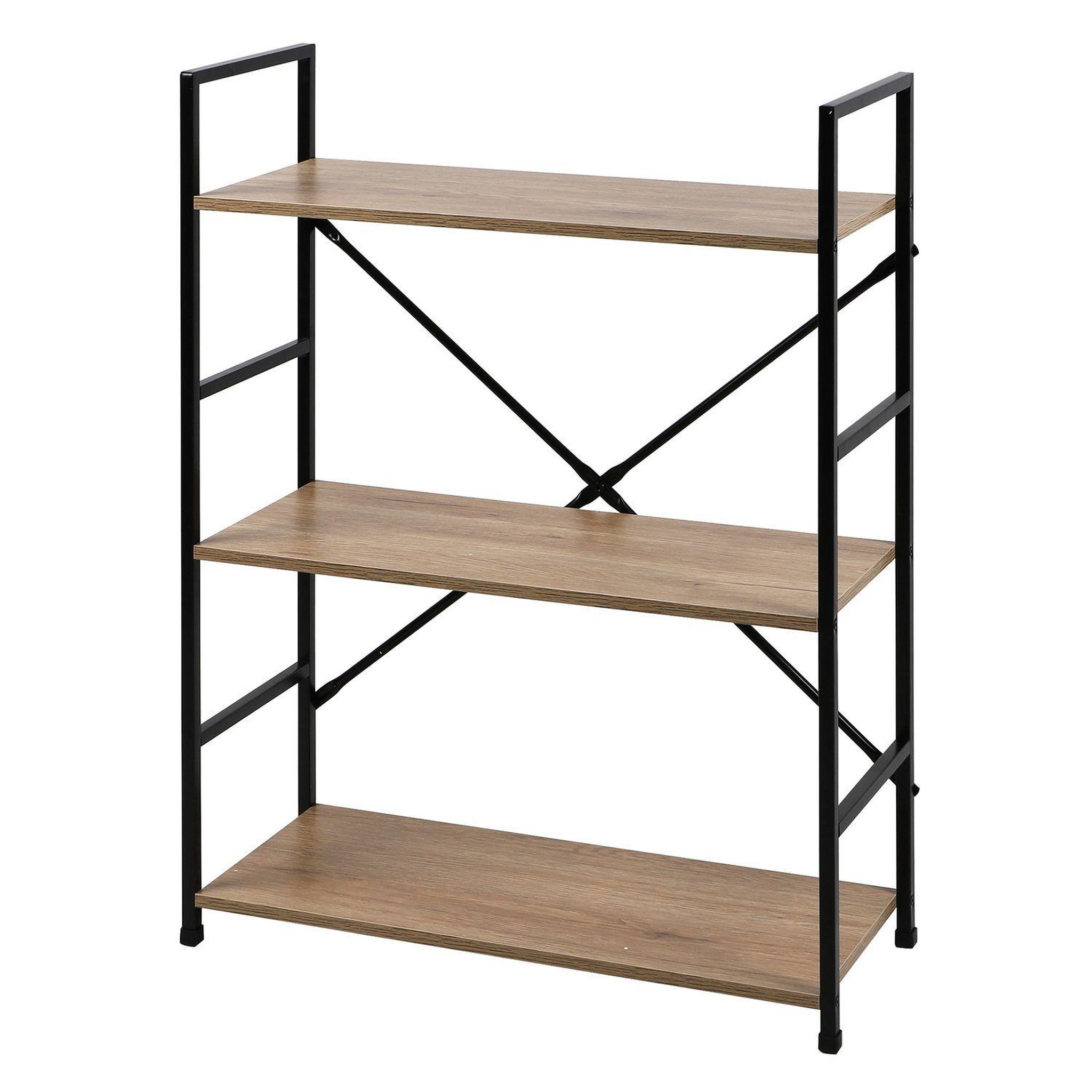 TOILINUX Etagère droite large 3 niveaux colorado h.48 en métal et mdf - beige et noir