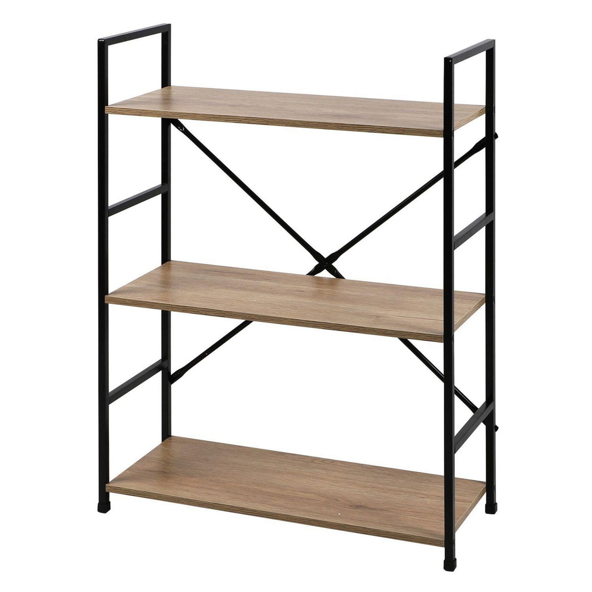 TOILINUX Etagère droite Large 3 niveaux Colorado H.48 en Métal et MDF - Beige et Noir