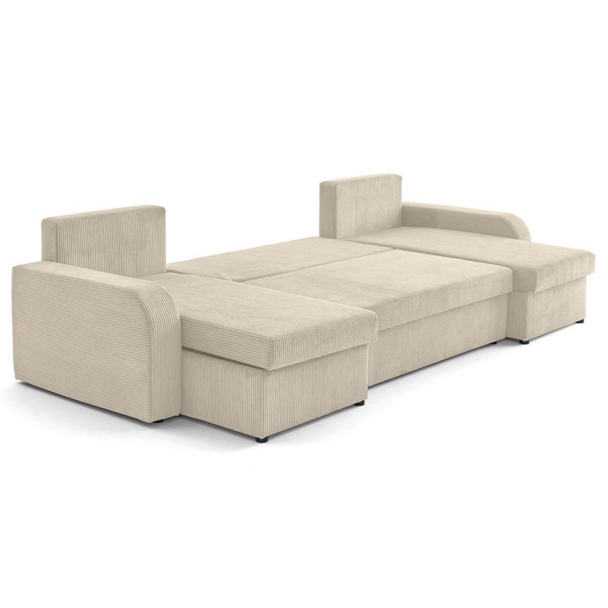 BEST MOBILIER Valos - canapé panoramique en u - 7 places - convertible avec coffres - en velours côtelé