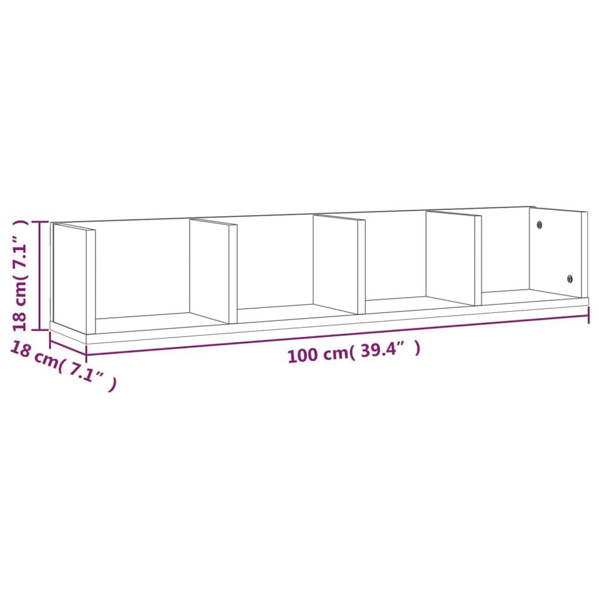 Voir la diapositive 6 : VIDAXL Etagere murale a CD Chene fume 100x18x18 cm Bois d'ingenierie