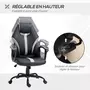 VINSETTO Chaise de bureau ergonomique fauteuil de bureau style gaming pivotant hauteur réglable en similicuir avec dossier et accoudoir gris