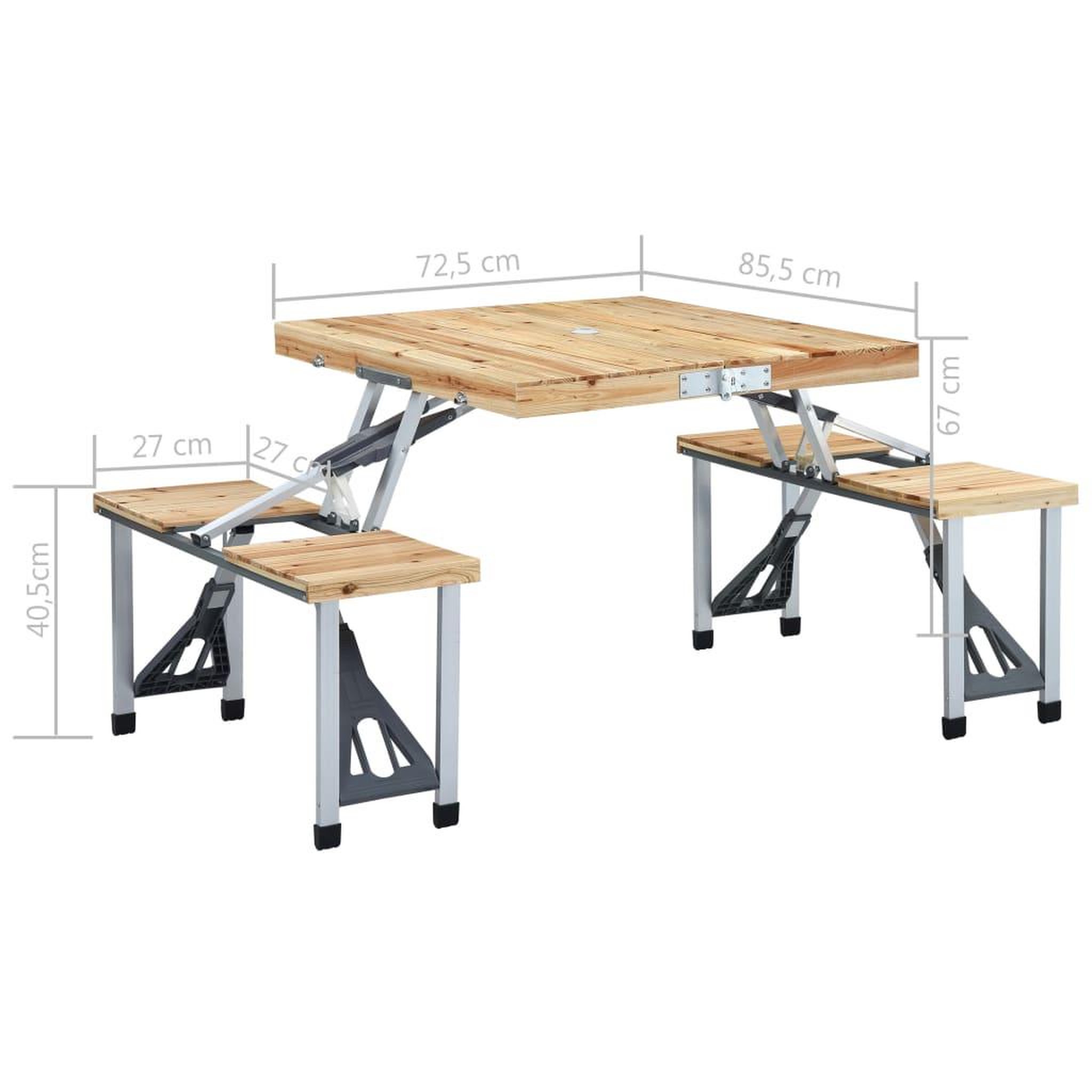 Voir la diapositive 6 : VIDAXL Table pliable de camping avec 4 sieges Acier Aluminium
